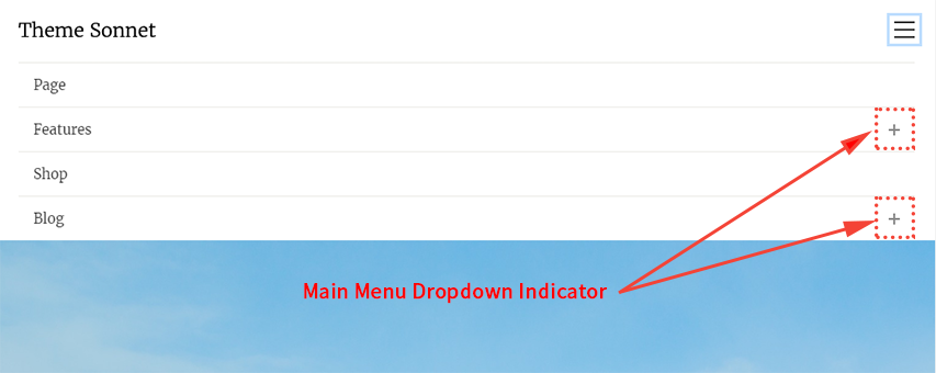 Main Menu Dropdown Indicator