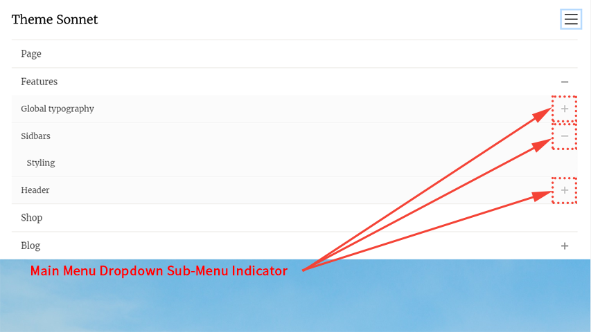 Main Menu Dropdown Sub-Menu Indicator