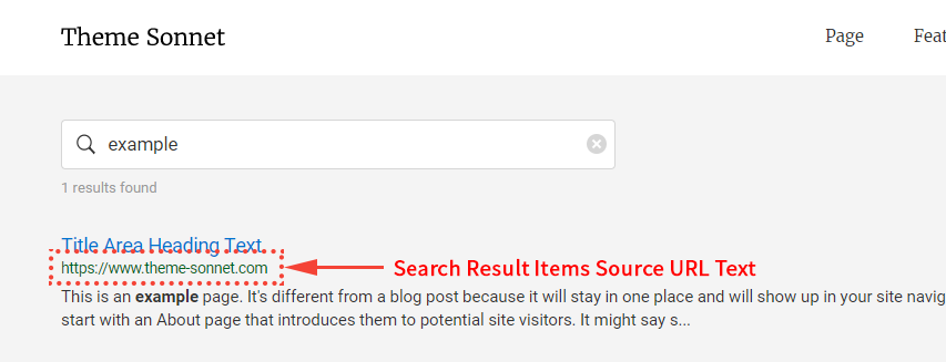 Search Result Items Source URL Text.