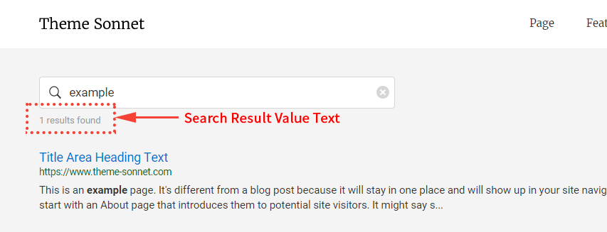 Search Result Value Text 