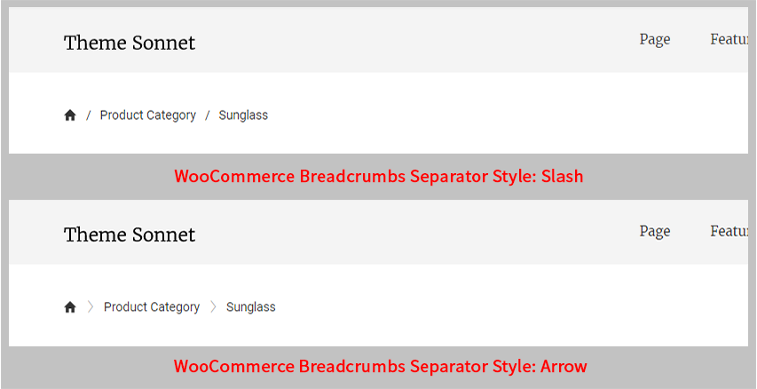 WooCommerce Breadcrumbs Separator Style.