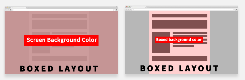 Boxed Layout options: Screen Background Color and Boxed Background Color