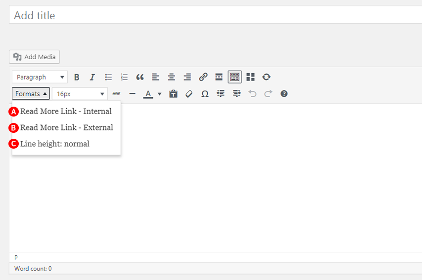 Formats option in WordPress Classic Editor Screenshot