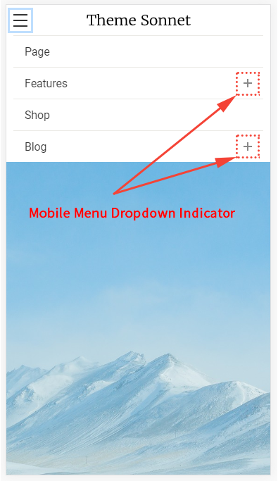 Mobile Menu Dropdown Indicator