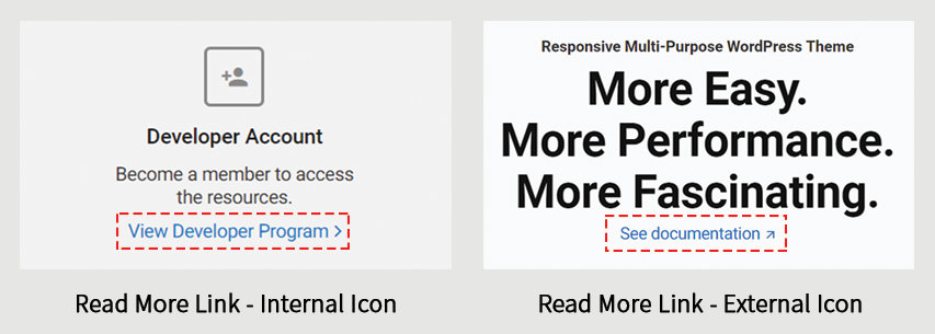 Read More Link – Internal Icon and Read More Link – External Icon Screenshot